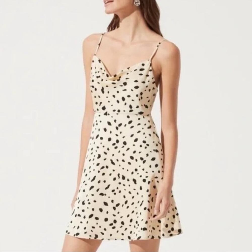 ASTR the Label Sasha cream animal print slip cowl neck skater ALine dress Medium